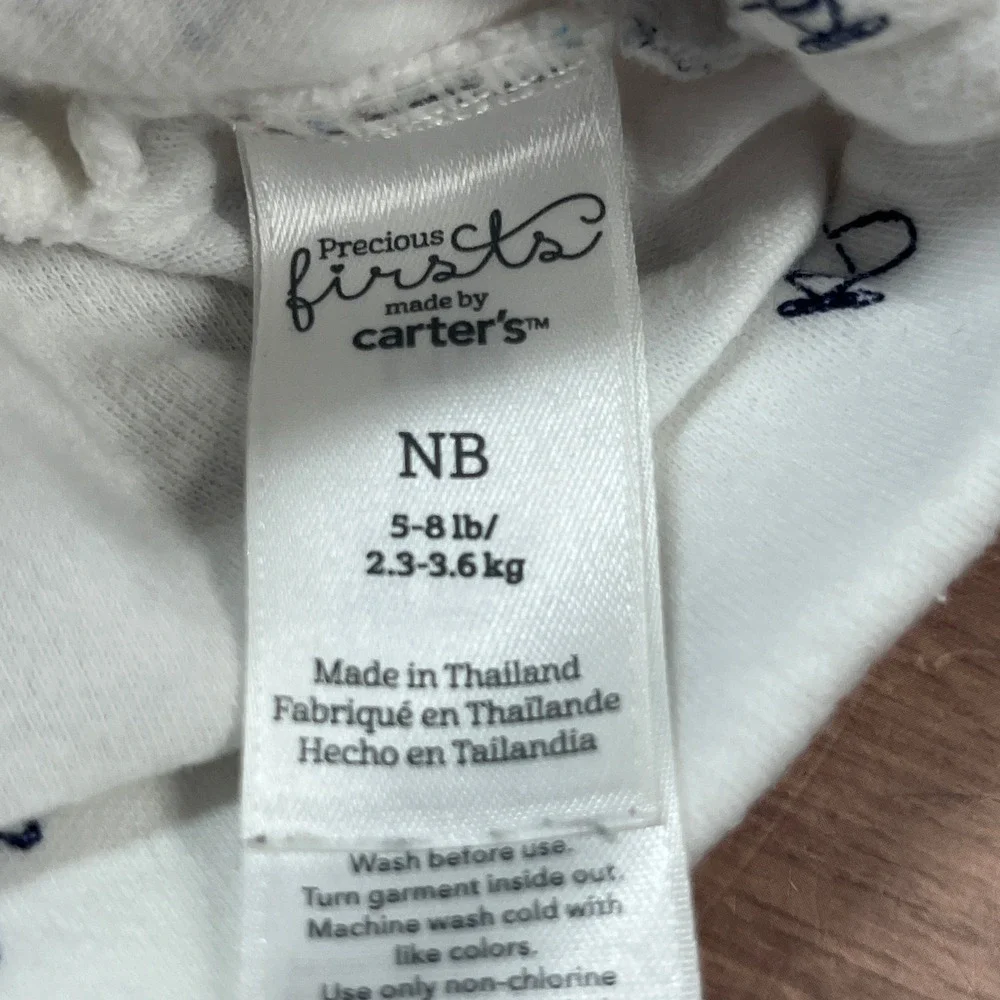 Carter's Luvable Friends Beanie Hat Baby NB 0-3M Blue White Monkey Airplane 3pk